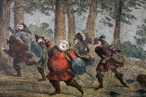 1890年，法斯塔夫在他走路的时候冒汗致死并倾斜了瘦土 作者 乔治·克鲁克申克